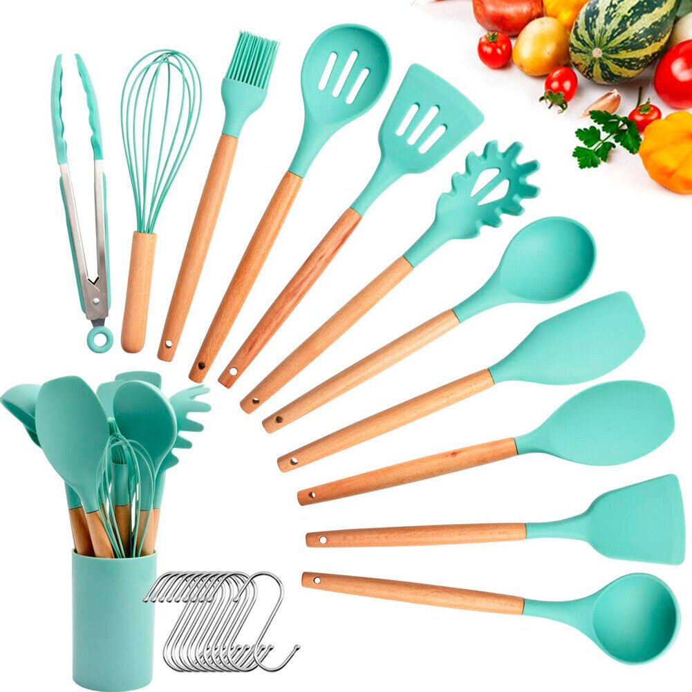 22pcs Silicone Kitchen Cooking Tool Utensil Serving Tools Gadget Heat Resistant - Green 22pcs Silicone Kitchen Cooking Tool Utensil Serving Tools Gadget Heat Resistant - Green