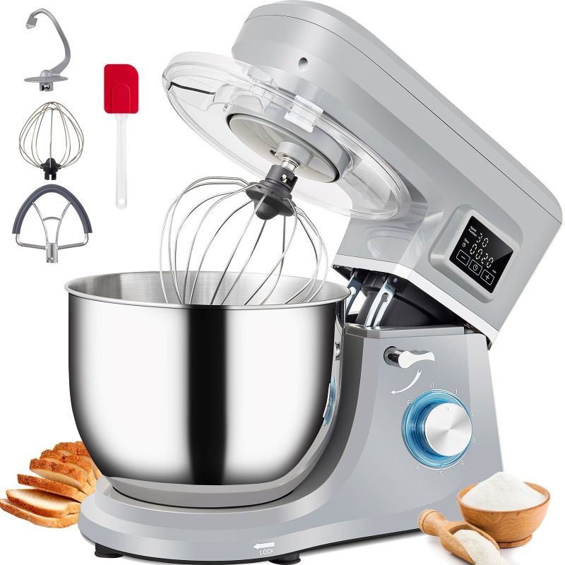 Smart Household 660W Stand Mixer 6-Speed Tilt-Head Dough Mixer W/ 3 Attachments - Grey - 7.4 Qt / 7 L Smart Household 660W Stand Mixer 6-Speed Tilt-Head Dough Mixer W/ 3 Attachments - Grey - 7.4 Qt / 7 L