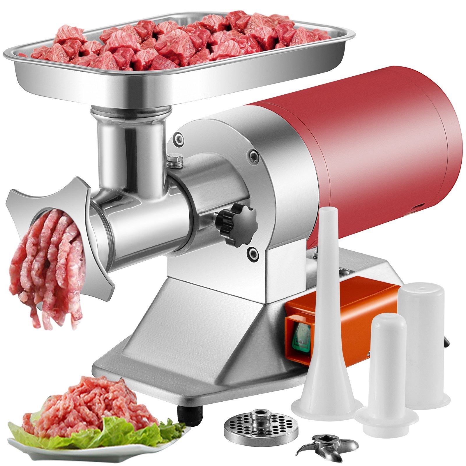 Home And Commercial Stainless Steel Electric Meat Grinder W/2 Blade - Red - Food Processor Home And Commercial Stainless Steel Electric Meat Grinder W/2 Blade - Red - Food Processor