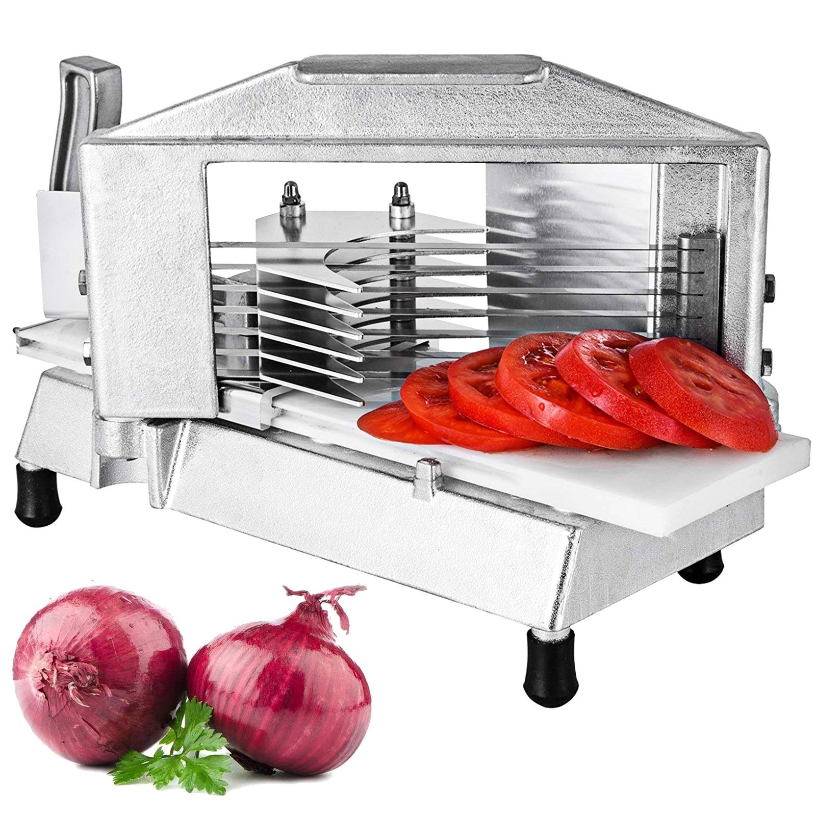 Commercial And Home Sharp Blades Restaurant Manual Tomato Slicer - Silver - 3/8" Commercial And Home Sharp Blades Restaurant Manual Tomato Slicer - Silver - 3/8"