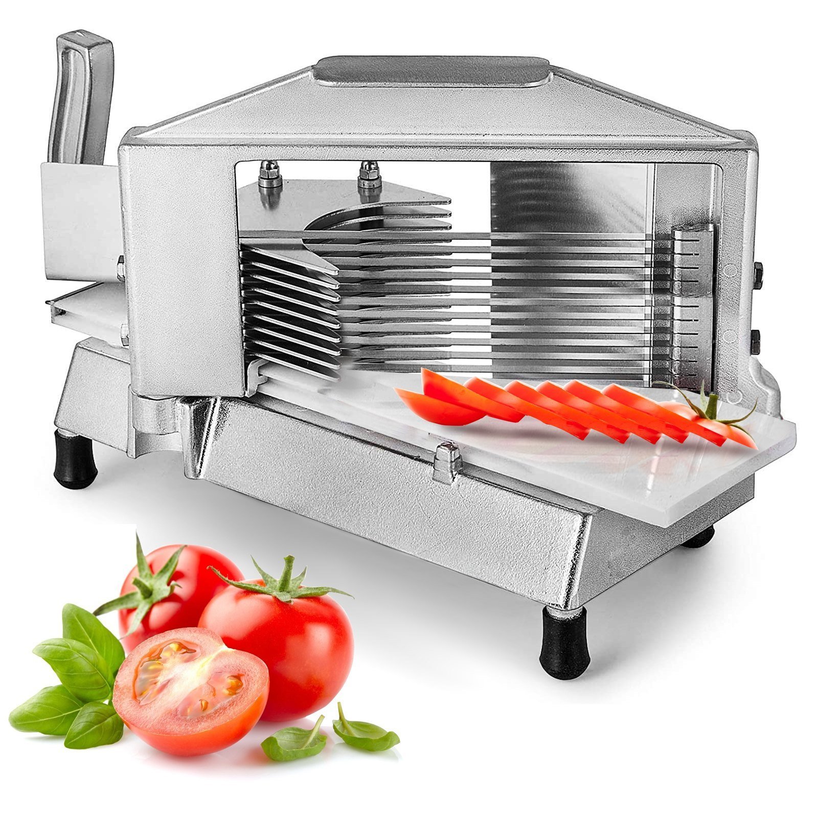 Commercial And Home Sharp Blades Restaurant Manual Tomato Slicer - Silver - 1/4" Commercial And Home Sharp Blades Restaurant Manual Tomato Slicer - Silver - 1/4"