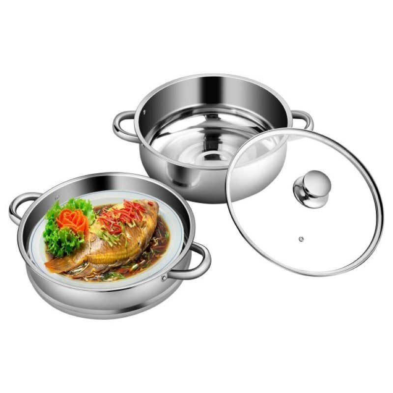 Home Kitchen 2 Tier Stainless Steel Steamer Cookware Boiler - Silver - 430 Stainless steel Home Kitchen 2 Tier Stainless Steel Steamer Cookware Boiler - Silver - 430 Stainless steel