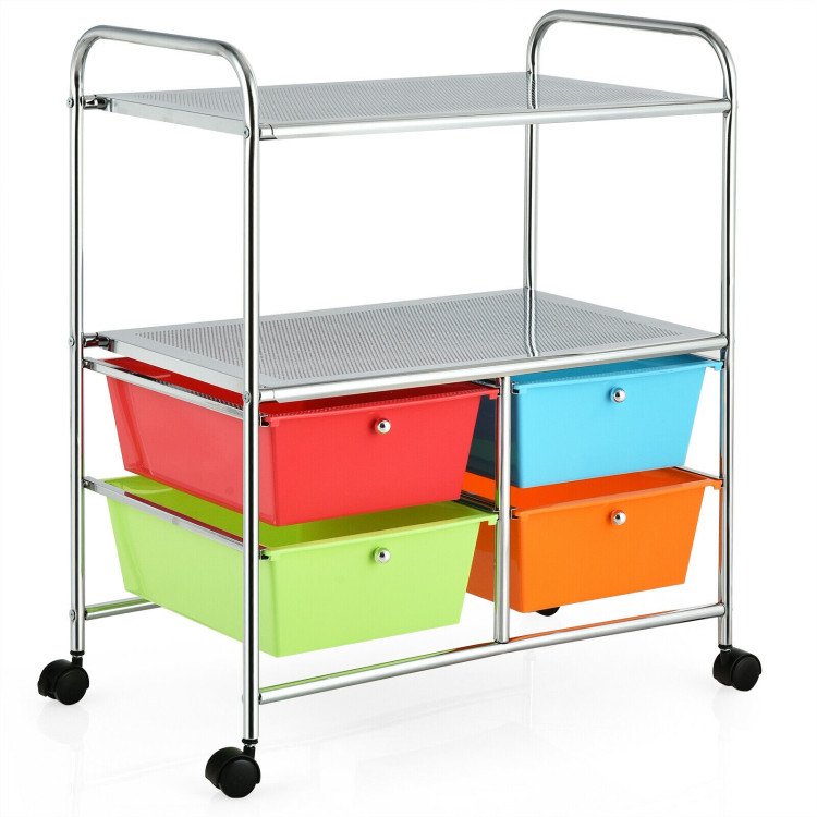 4 Drawers Shelves Rolling Storage Cart Rack - Multicolor 4 Drawers Shelves Rolling Storage Cart Rack - Multicolor