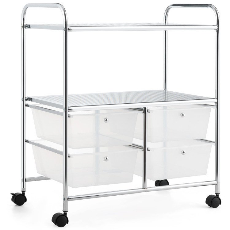 4 Drawers Shelves Rolling Storage Cart Rack - Transparent 4 Drawers Shelves Rolling Storage Cart Rack - Transparent