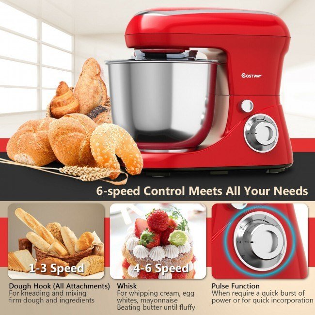 5.3 Qt Stand Kitchen Food Mixer 6 Speed with Dough Hook Beater - red 5.3 Qt Stand Kitchen Food Mixer 6 Speed with Dough Hook Beater - red