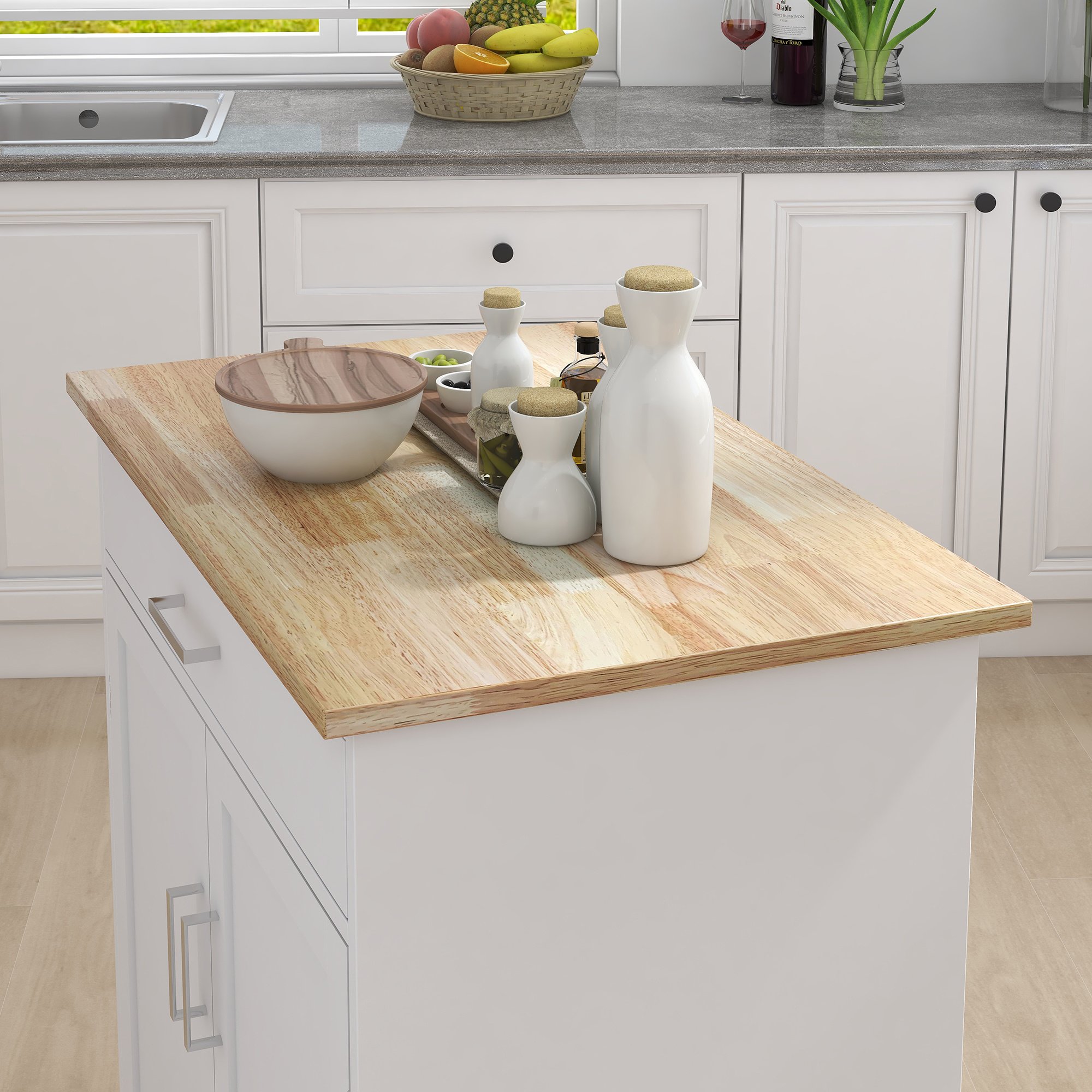 Kitchen island rolling trolley cart with Adjustable Shelves and towel rack rubber wood table top Kitchen island rolling trolley cart with Adjustable Shelves and towel rack rubber wood table top