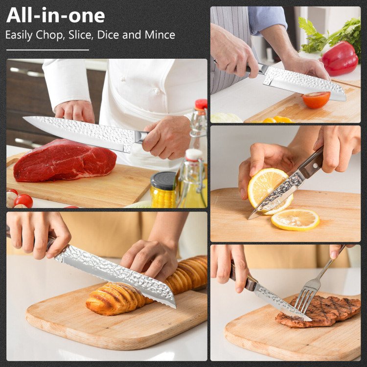 15 Pieces Stainless Steel Knife Block Set with Ergonomic Handle 15 Pieces Stainless Steel Knife Block Set with Ergonomic Handle