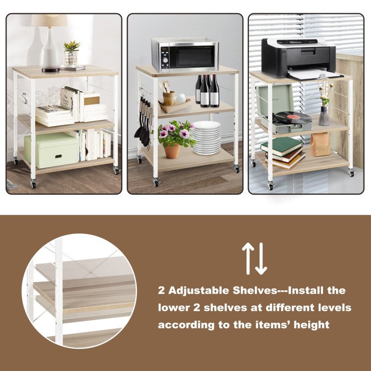 Kitchen Helper Oven Storage Cart 3-Tier Kitchen Baker's Rack With Hooks Kitchen Helper Oven Storage Cart 3-Tier Kitchen Baker's Rack With Hooks